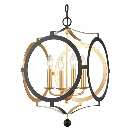 CRYSTORAMA Odelle 4 Light Black And Gold Chandelier ODE-704-BK-GA